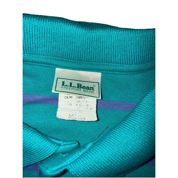 Vintage L.L.Bean Teal & Purple Striped Polo Shirt – Men’s Large – Made in USA - Picture 2 of 3